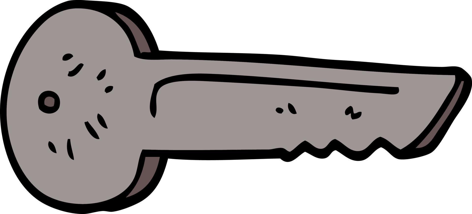 cartoon doodle metal key vector