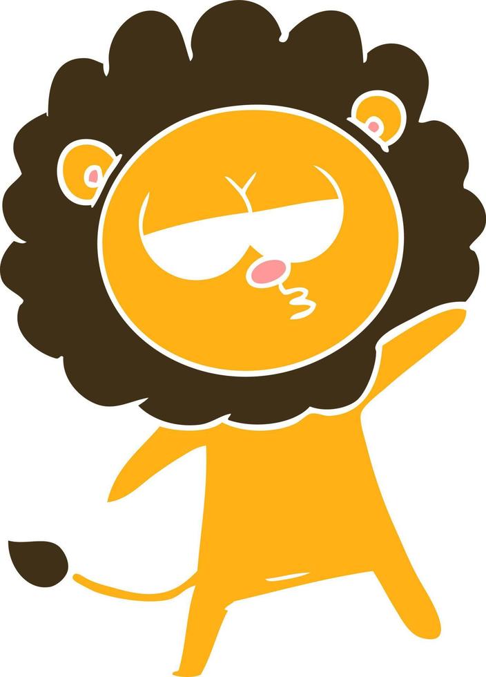 flat color style cartoon tired lion vector