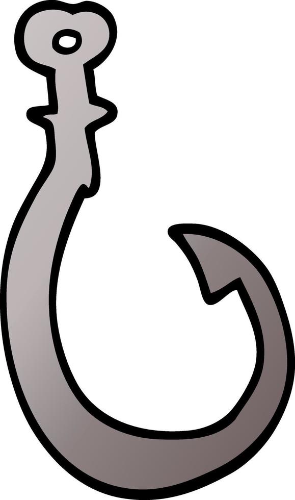 cartoon doodle big fish hook vector