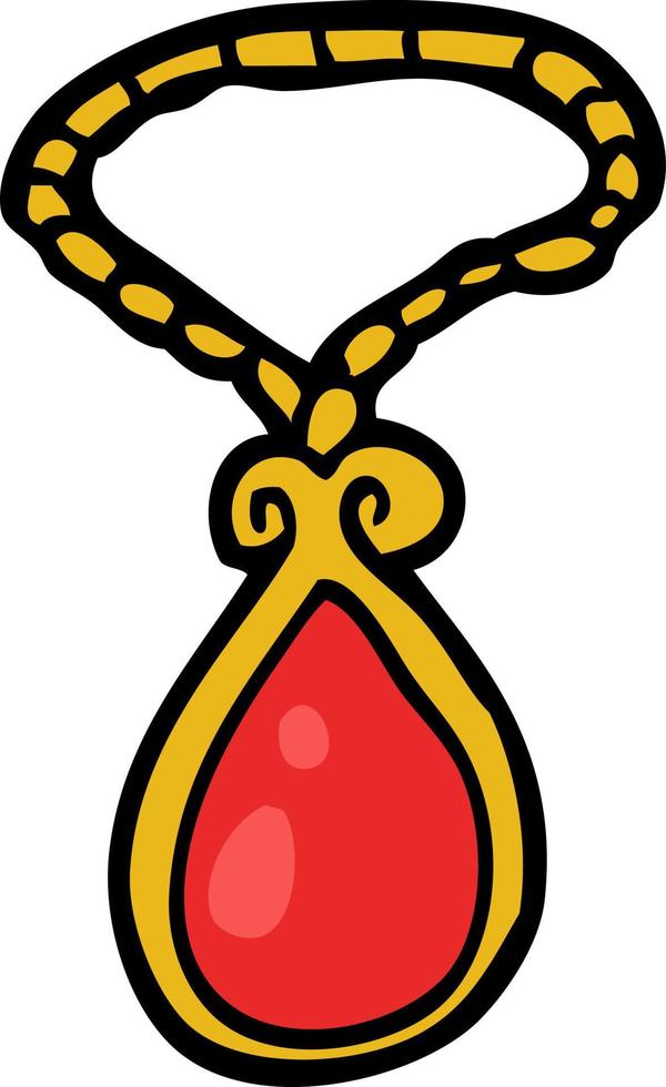 cartoon doodle red pendant vector