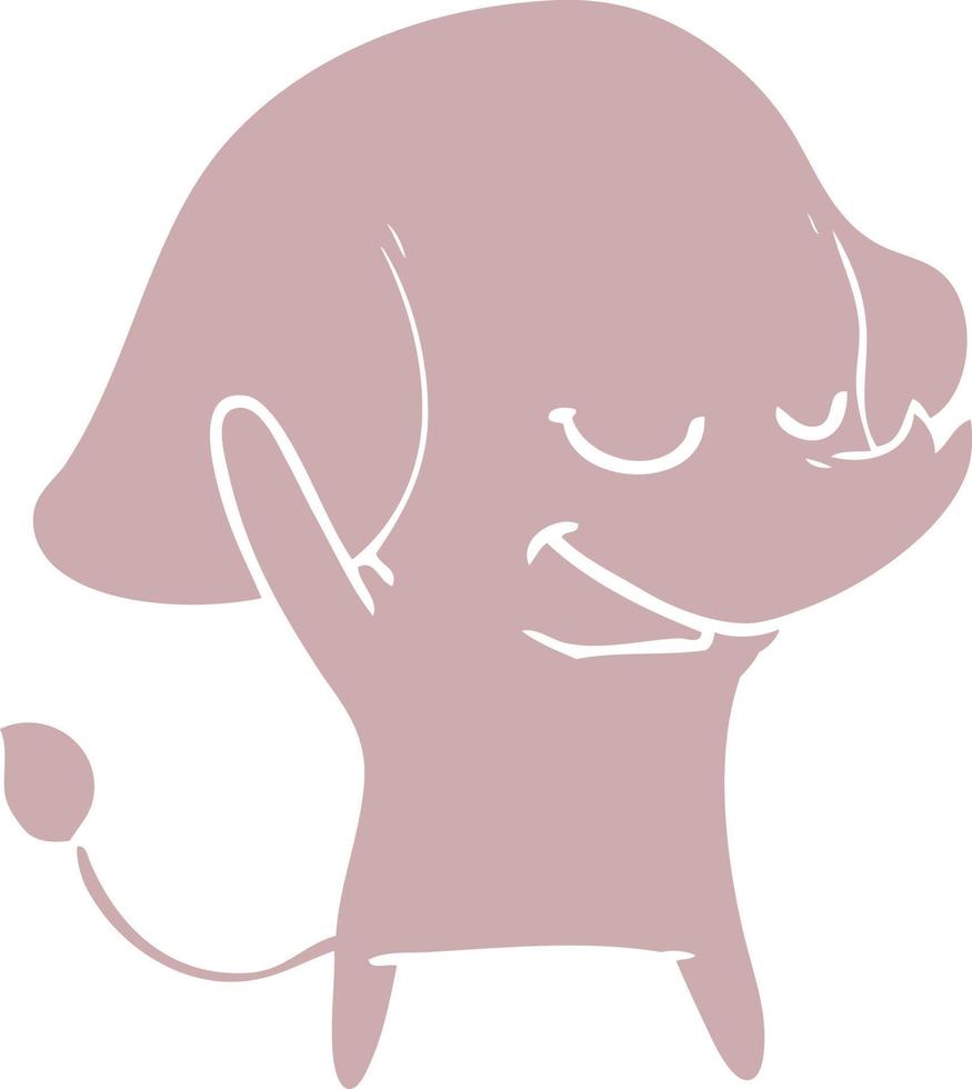 elefante sonriente de dibujos animados de estilo de color plano vector