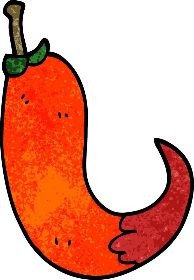 cartoon doodle red hot chilli pepper vector