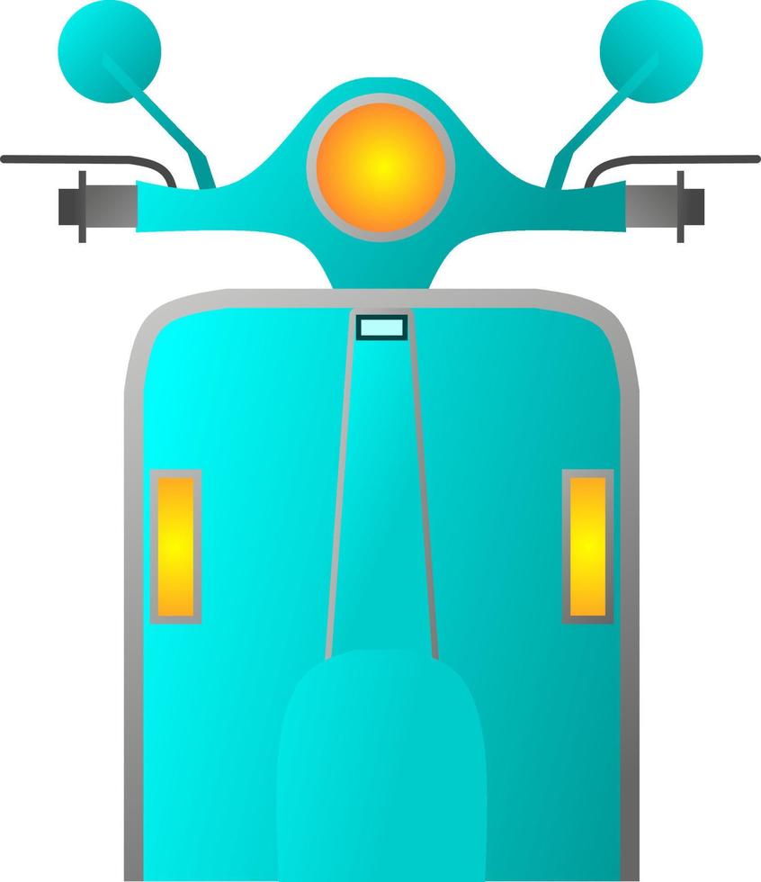 ilustración de vector de motocicleta scooter de vista frontal para signo, símbolo, icono, logotipo, emblema, insignia, artículo, etiqueta o diseño