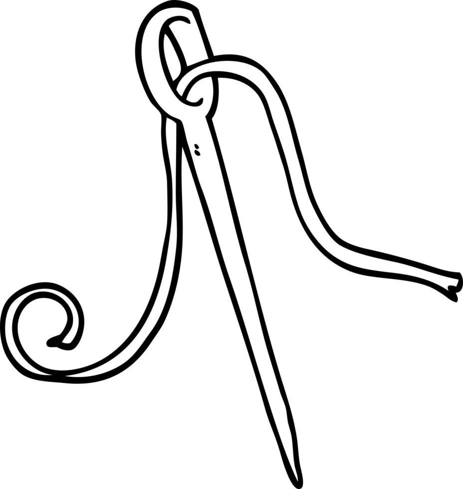 line drawing cartoon needle and thread vector