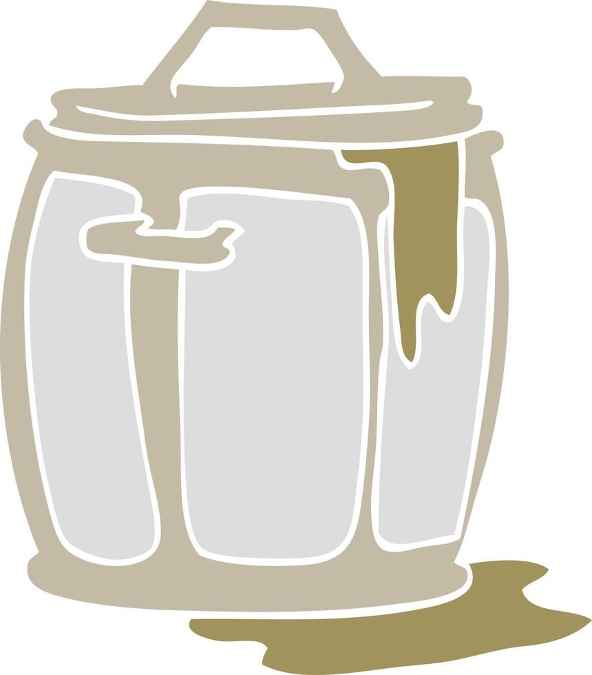 ilustración de color plano del bote de basura sucio vector