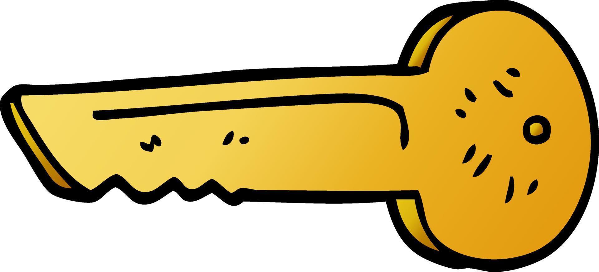 cartoon doodle gold key vector