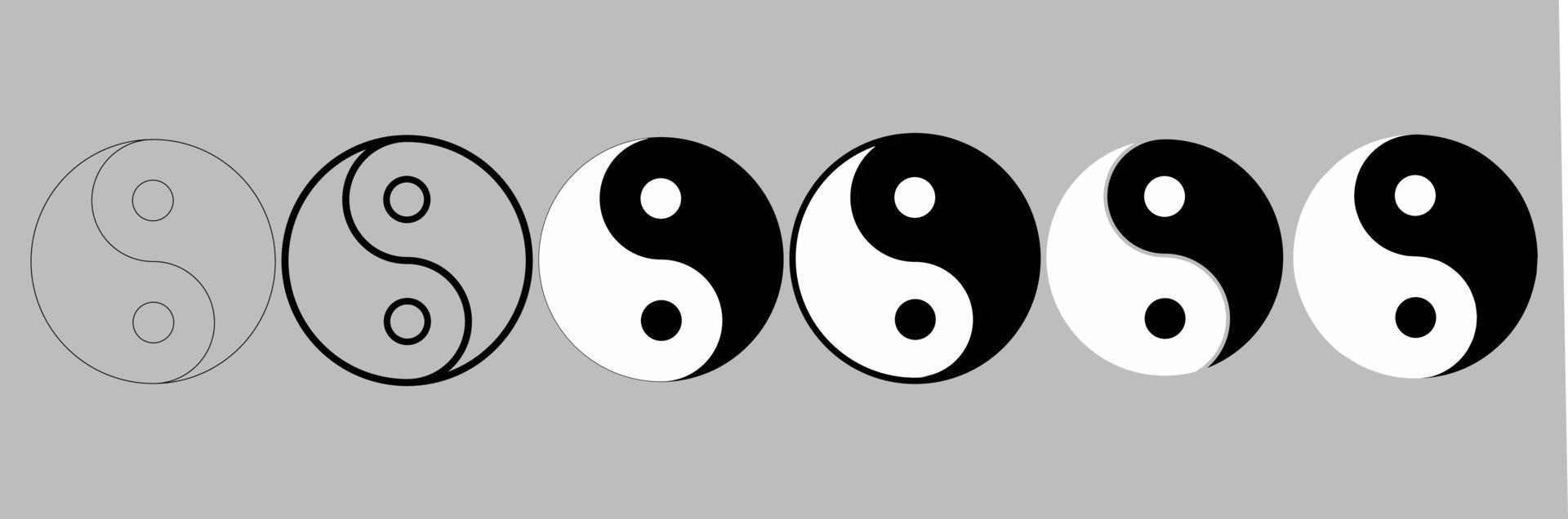 conjunto de símbolos yin yang o jin jang vector