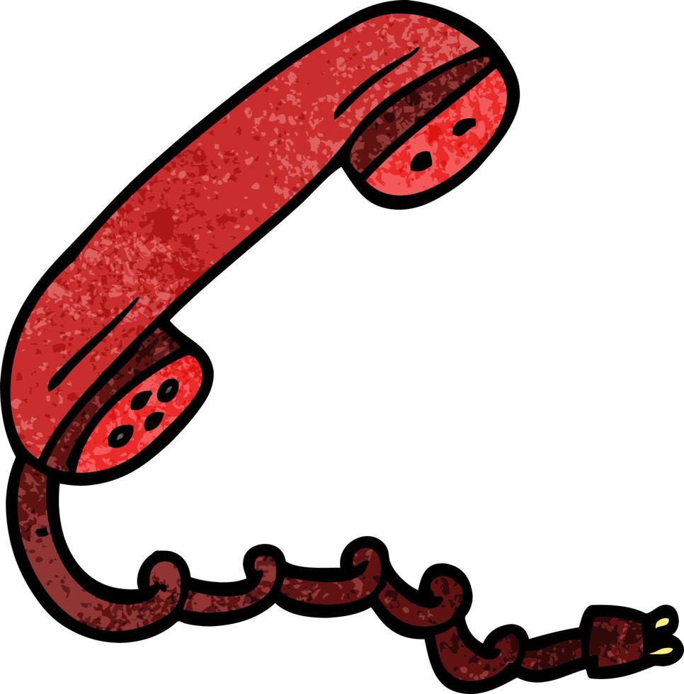 cartoon doodle telephone handset vector