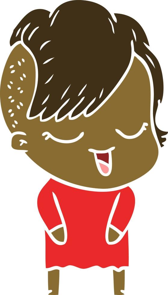happy flat color style cartoon girl vector