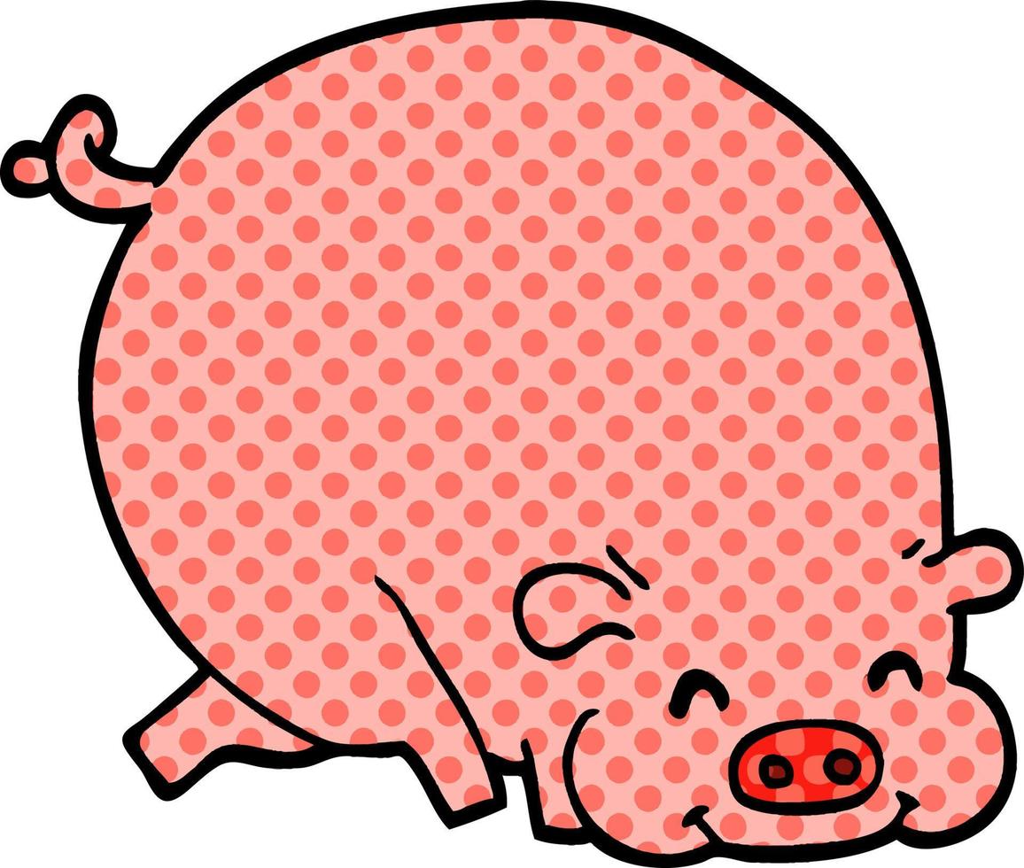 cartoon doodle fat pig vector