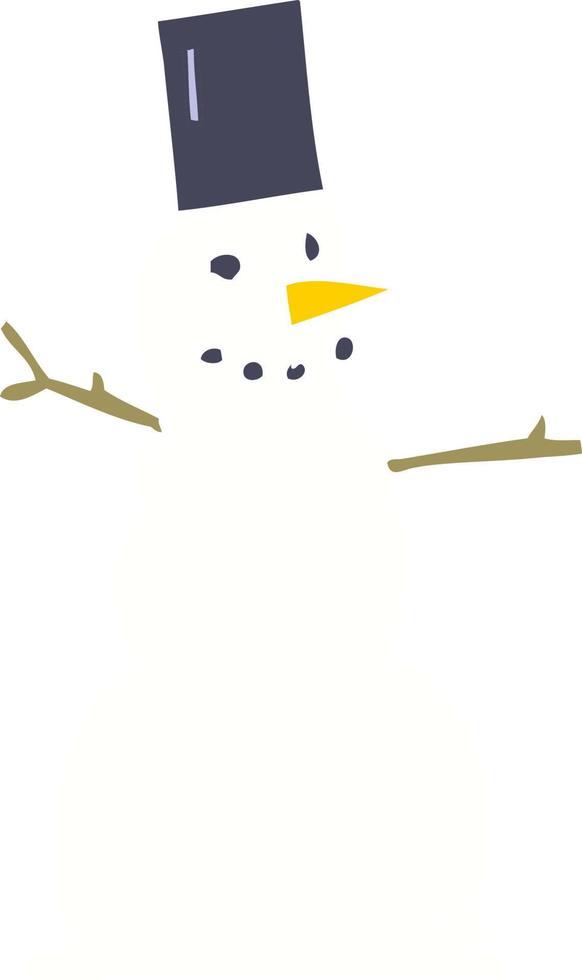flat color illustration of snowman vector
