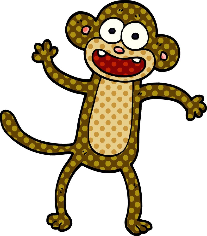 cartoon doodle waving monkey vector