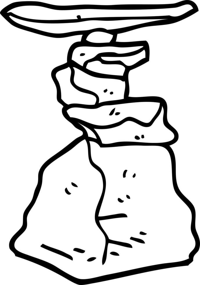 rocas apiladas de dibujos animados de dibujo lineal vector