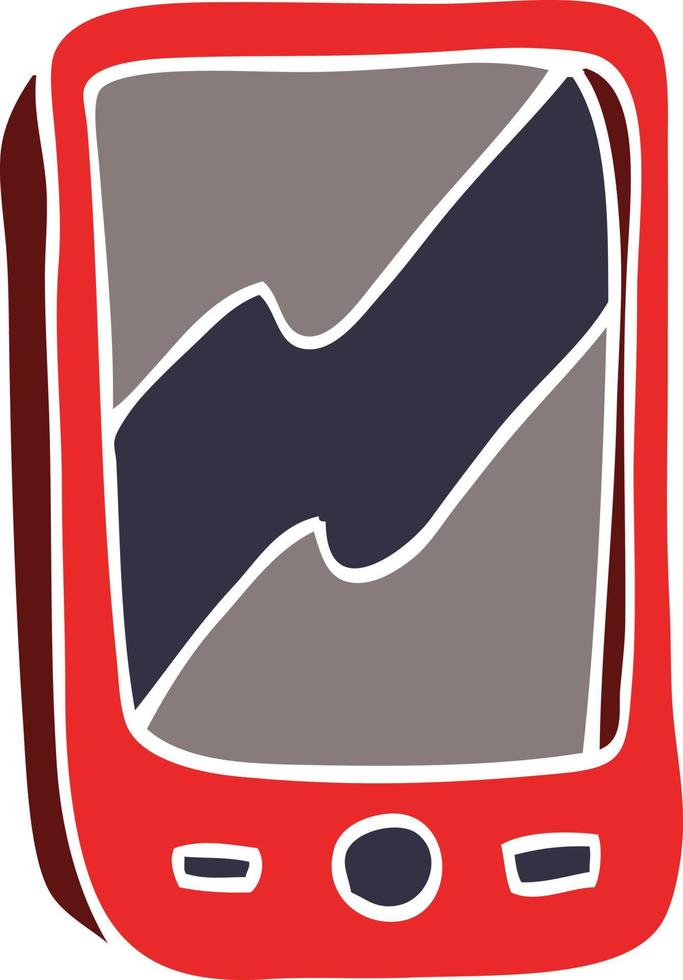 cartoon doodle of a red mobile phone vector