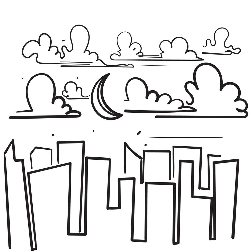 vector de ilustración de horizonte de ciudad de doodle dibujado a mano