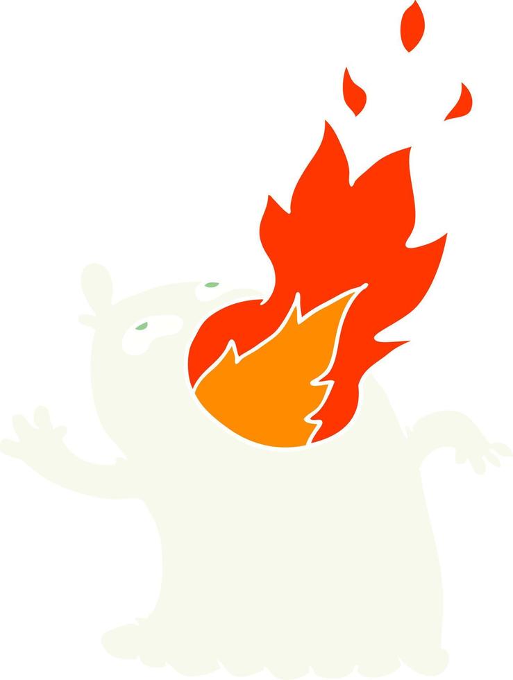 fantasma de respiración de fuego de dibujos animados de estilo de color plano vector