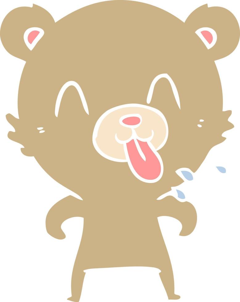 rude flat color style cartoon bear vector