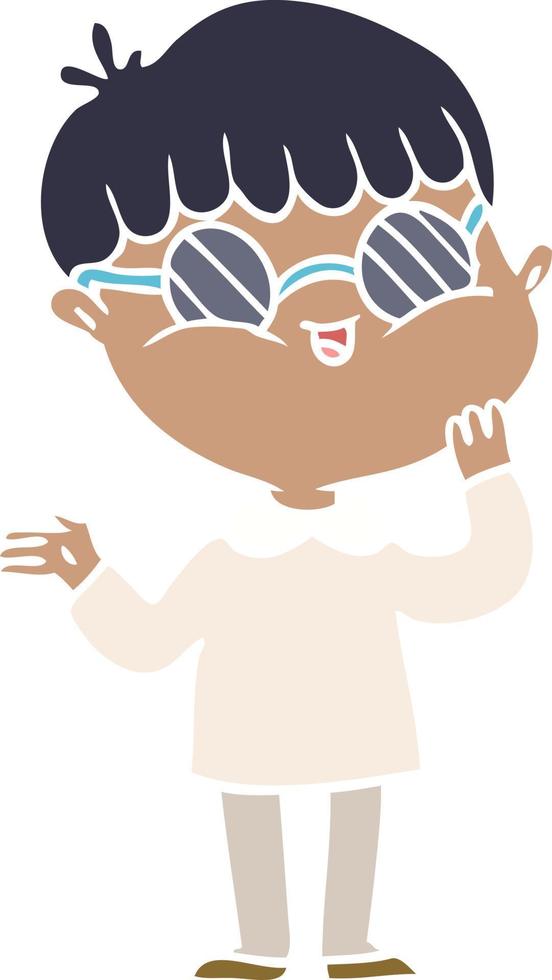 flat color style cartoon boy wearing spectacles vector