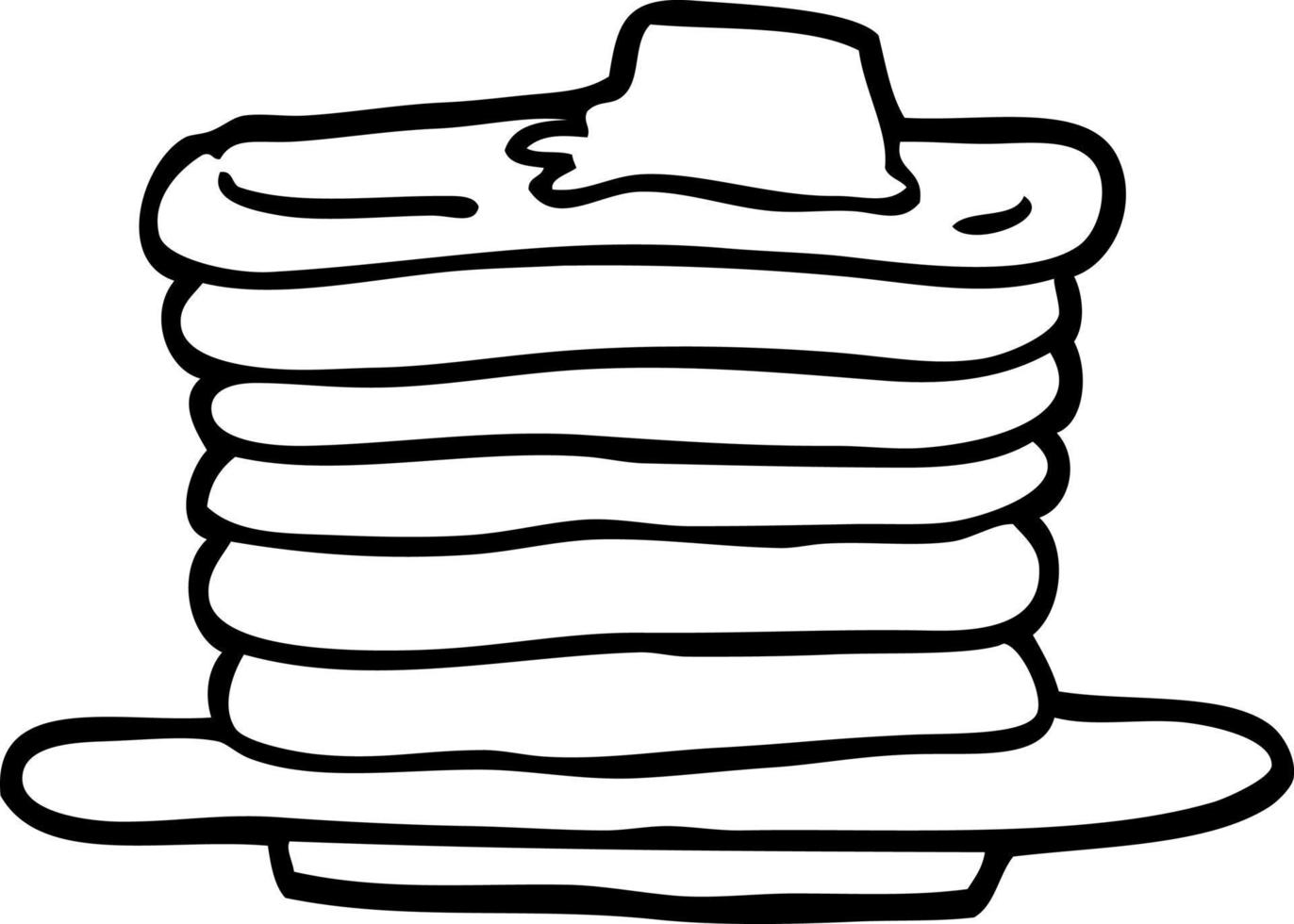 line drawing cartoon stack of pancakes vector