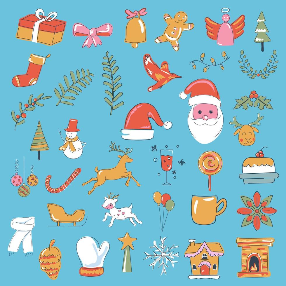 Christmas doodle elements. vector