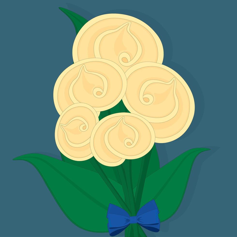 ramo de flores amarillas suaves sobre fondo azul ilustración vectorial vector