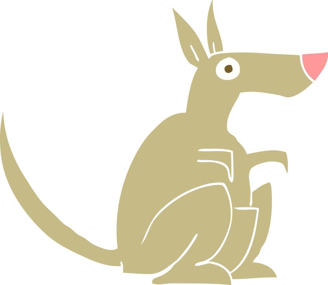 flat color illustration of kangaroo vector