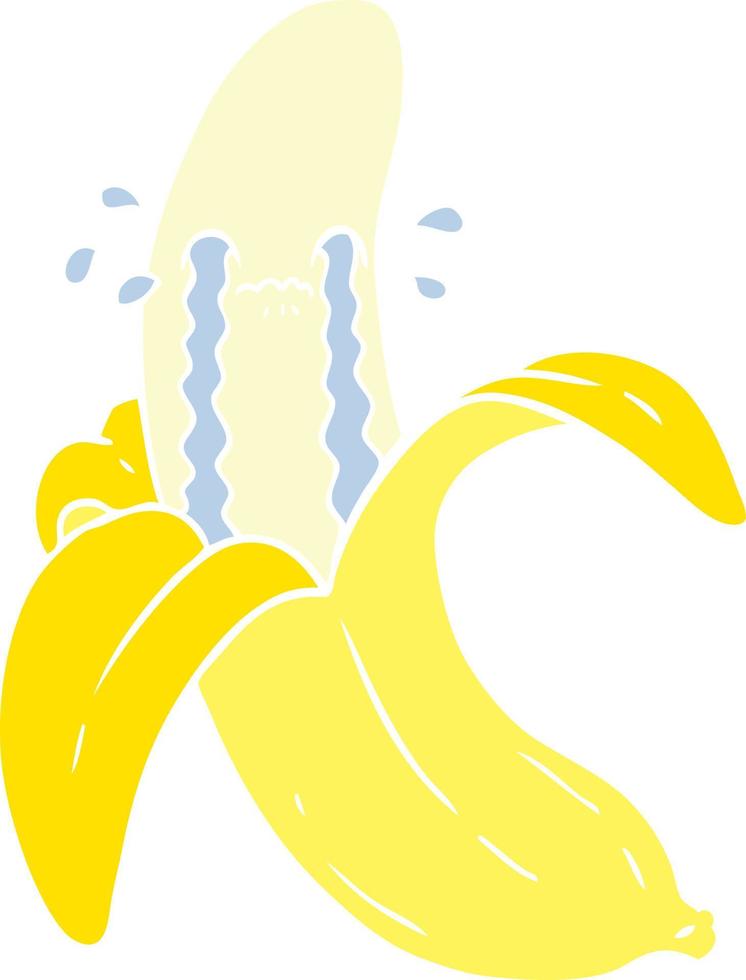 flat color style cartoon crying banana vector