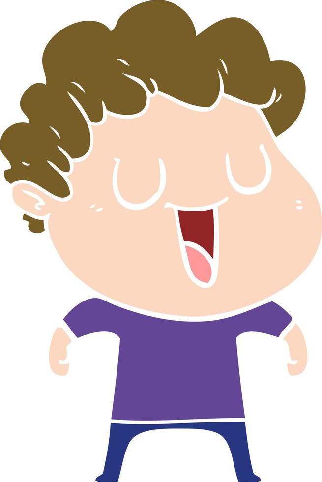 laughing flat color style cartoon man vector