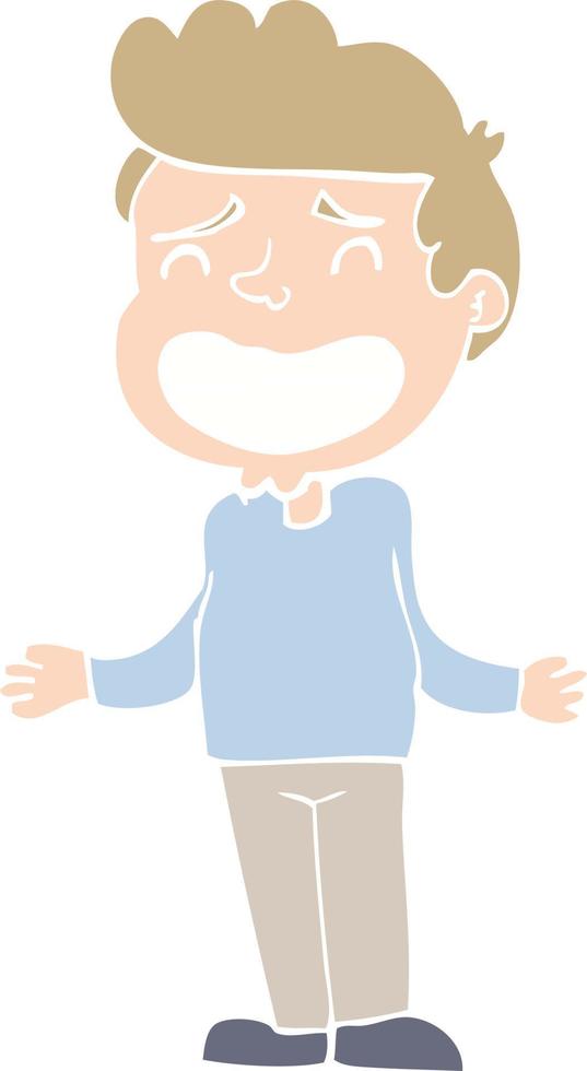 niño de dibujos animados de estilo de color plano encogiéndose de hombros vector