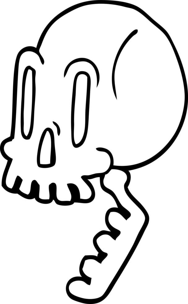 line drawing cartoon green skull vector