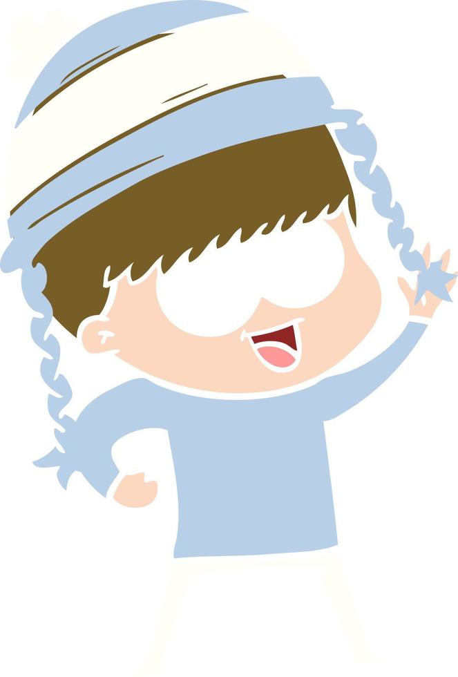 niño de dibujos animados de estilo de color plano feliz con sombrero vector