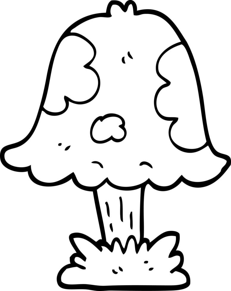 line drawing cartoon mushroom vector