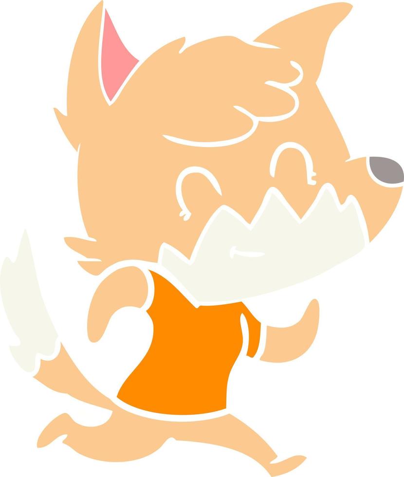 flat color style cartoon happy fox vector