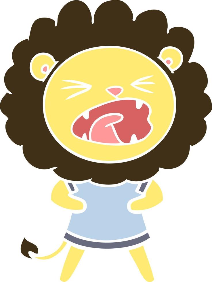 flat color style cartoon lion vector