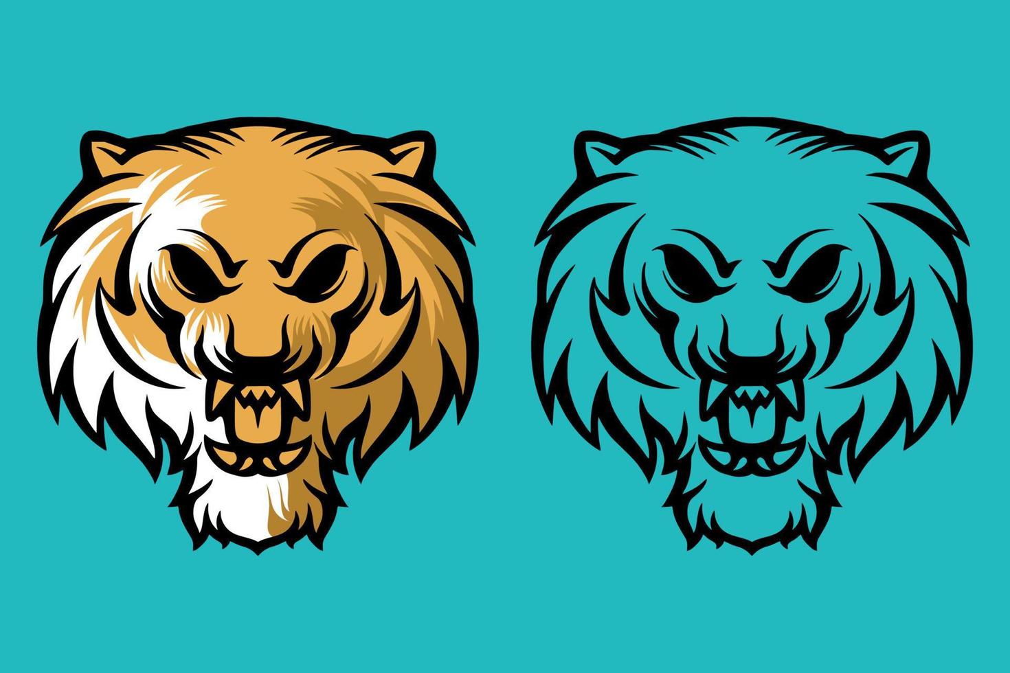 logotipo de cabeza de tigre simétrico y detallado vector