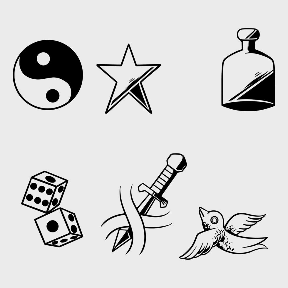 elementos de ilustración de icono dibujado a mano vector