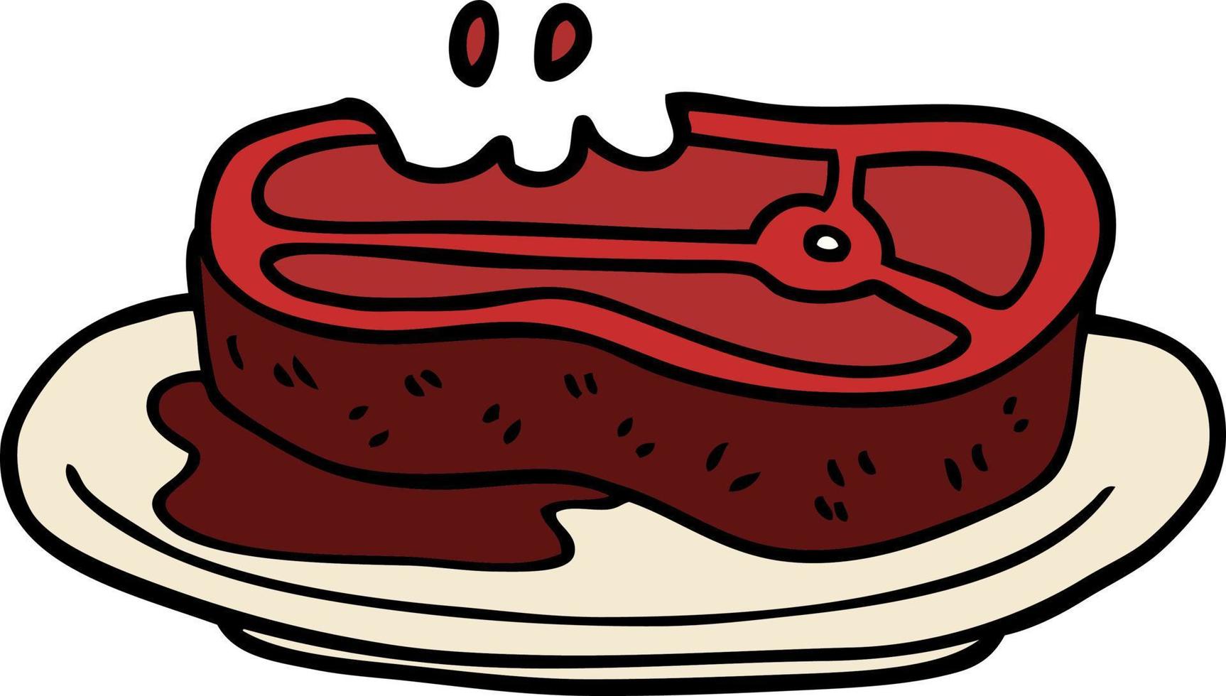 cartoon doodle rare steak vector