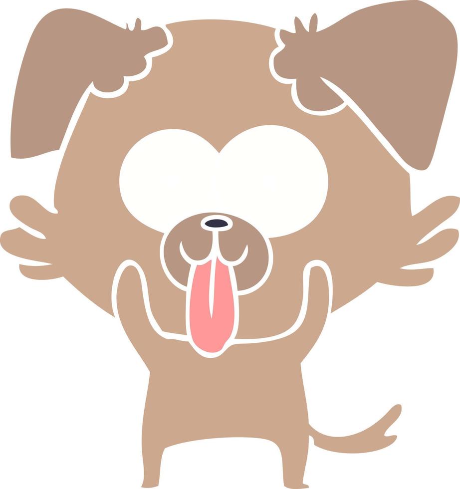 flat color style cartoon dog with tongue sticking out vector