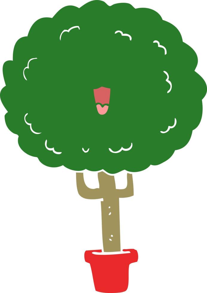 árbol feliz de dibujos animados de estilo de color plano vector