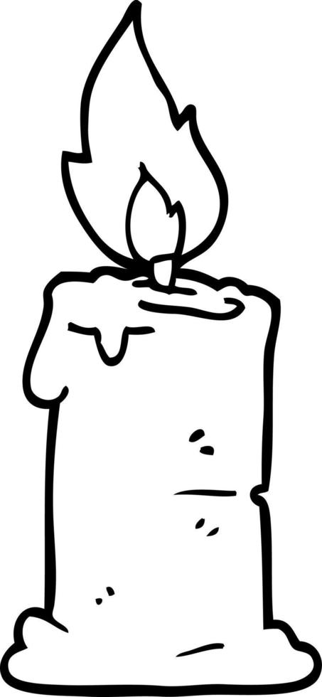 line drawing cartoon lit candle vector