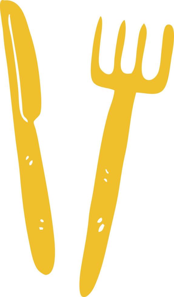 cartoon doodle knife and fork vector