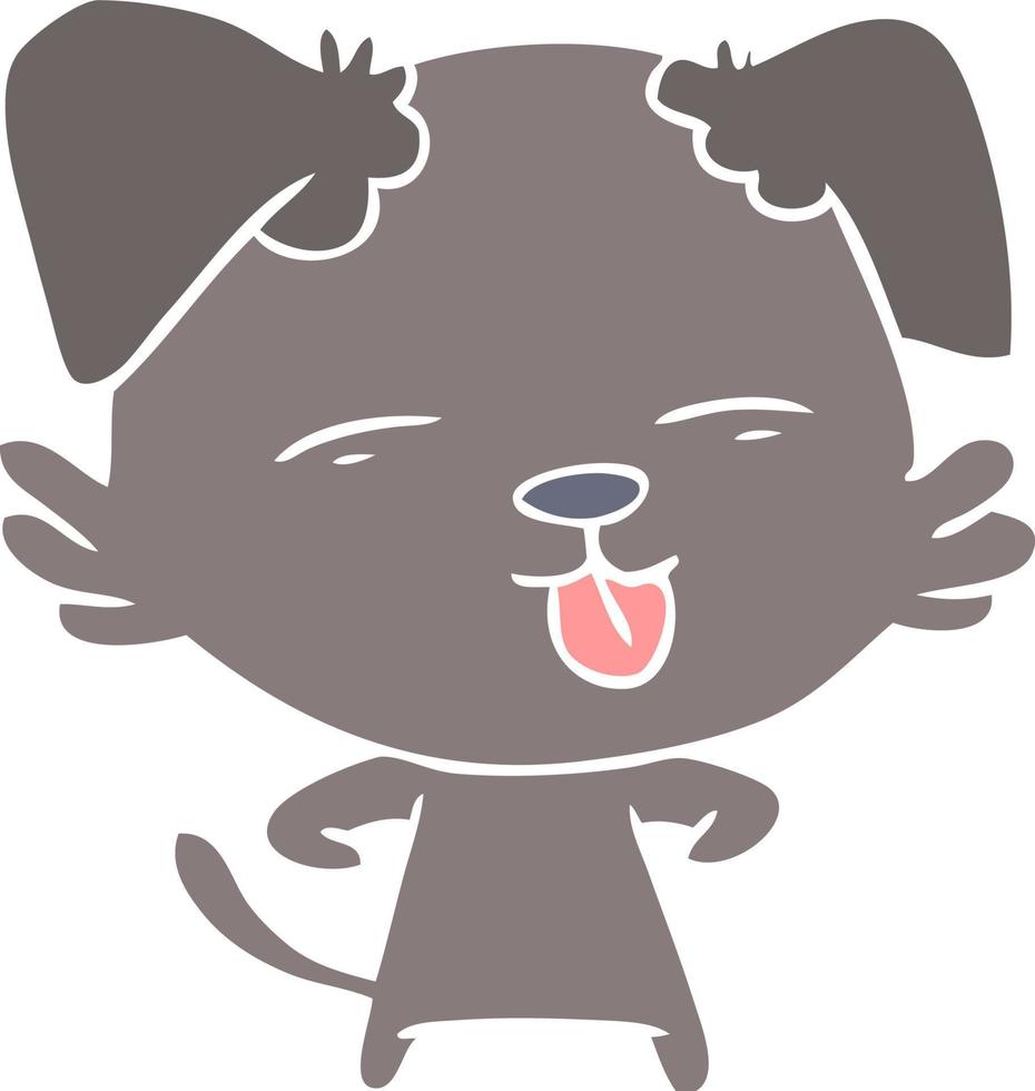 flat color style cartoon dog sticking out tongue vector