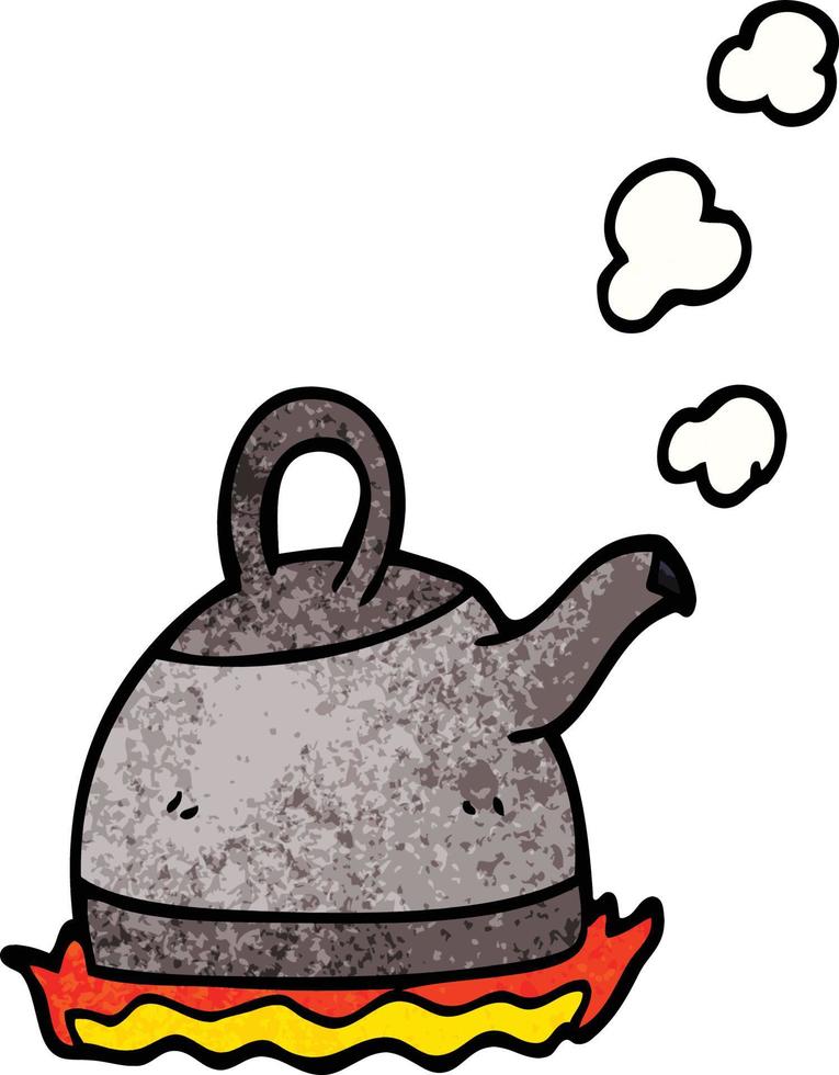 cartoon doodle kettle on stove vector