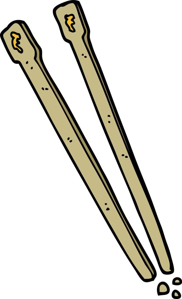 cartoon doodle wooden chopsticks vector