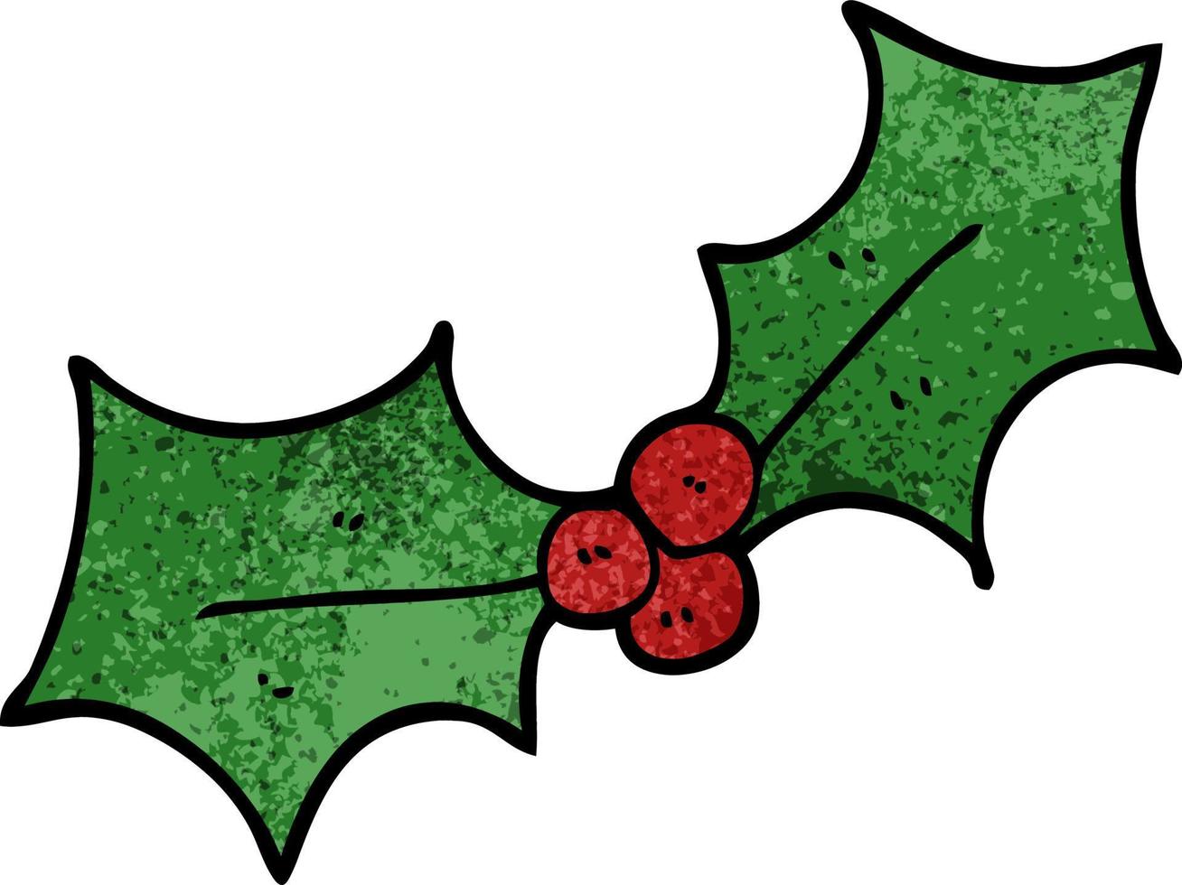 cartoon doodle xmas holly vector