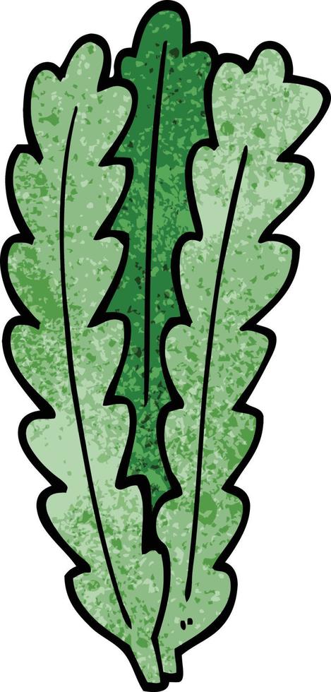 cartoon doodle green leaves vector