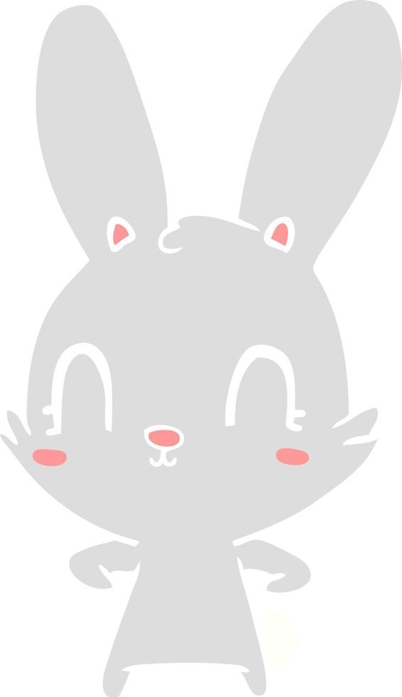 lindo conejo de dibujos animados de estilo de color plano vector