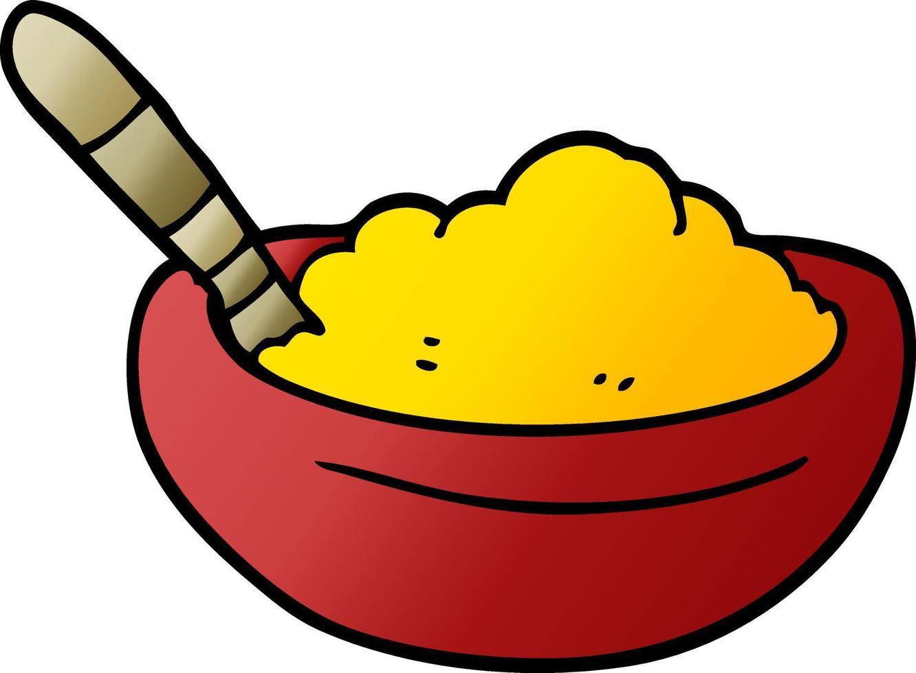 cartoon doodle bowl of polenta vector