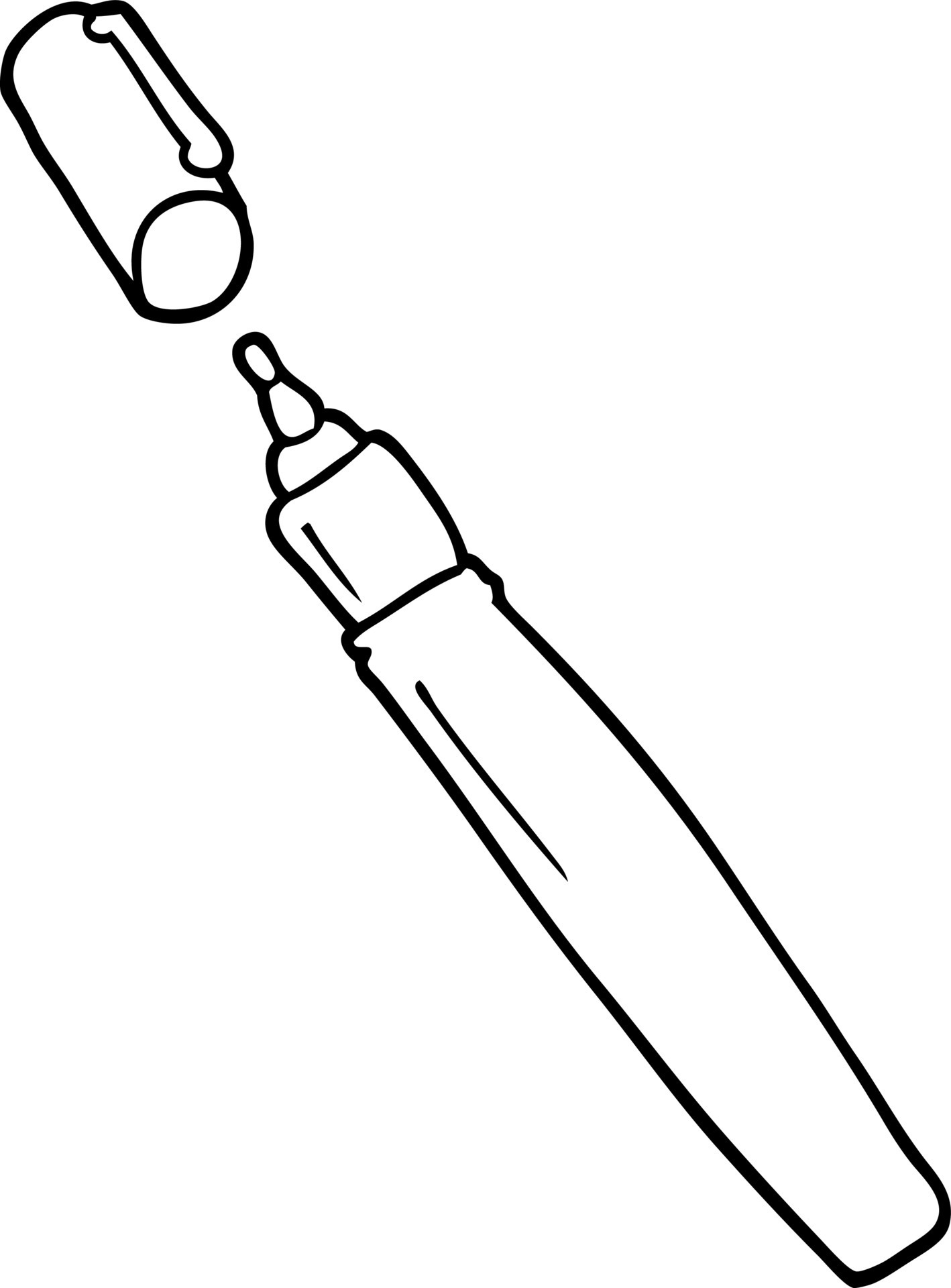 line drawing cartoon of a permanent marker 12145455 Vector Art at Vecteezy