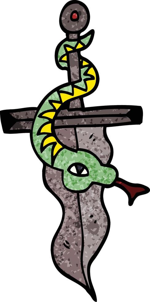 cartoon doodle tattoo dagger symbol vector